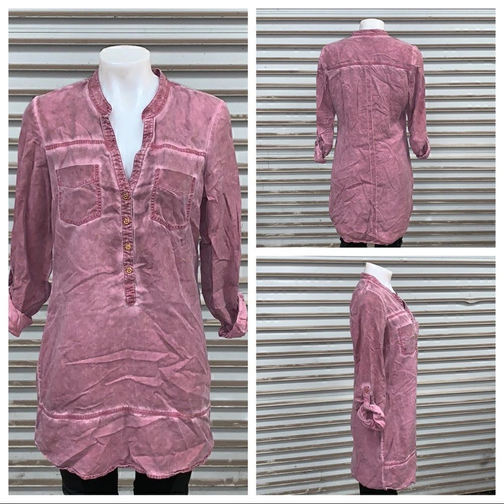 G by Guess tunic style top with roll up sleeve